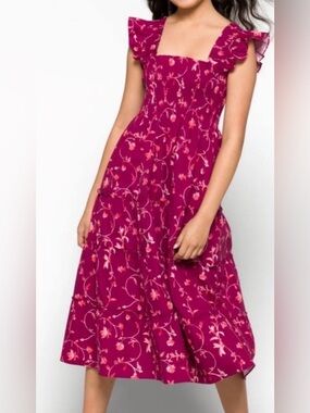 Hill House Nap Midi Dress Botanical Burgundy Size Extra Small